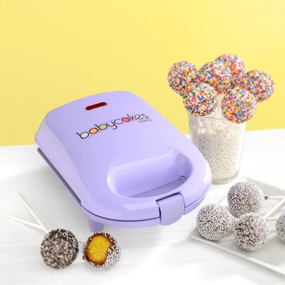 Babycakes Mini Cake Pop Maker by Select Brands - Easy-to-Use Cake Pop Machine - Cake Pop Recipes Included - Non-stick Coating, Non-skid Feet and Power Light - 9 Cake Pops