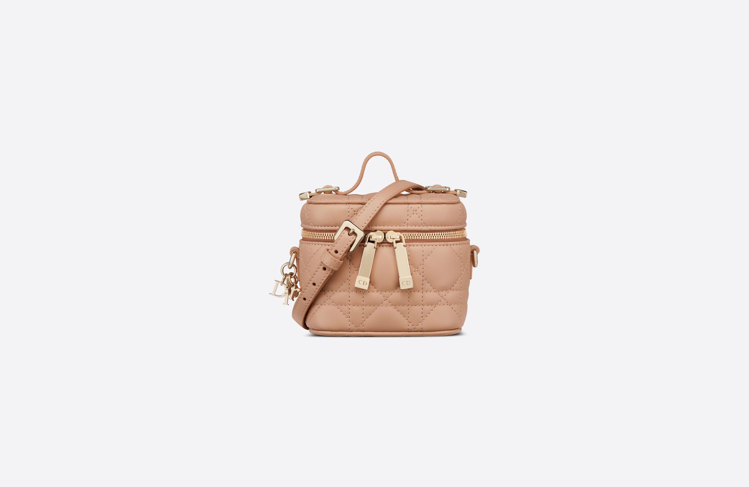 Micro Lady Dior Vanity Case Rose Des Vents Cannage Lambskin