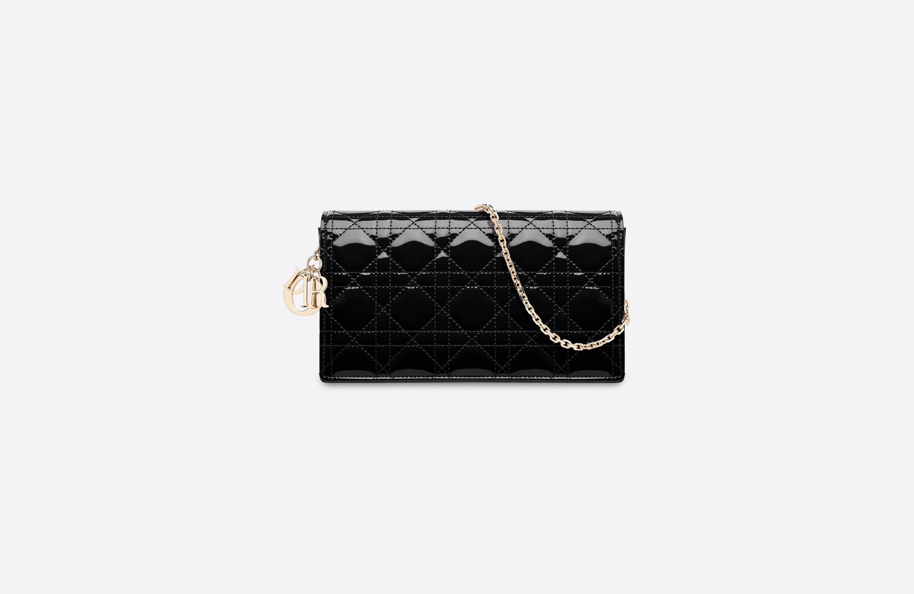 Lady Dior Pouch Black Patent Cannage Calfskin