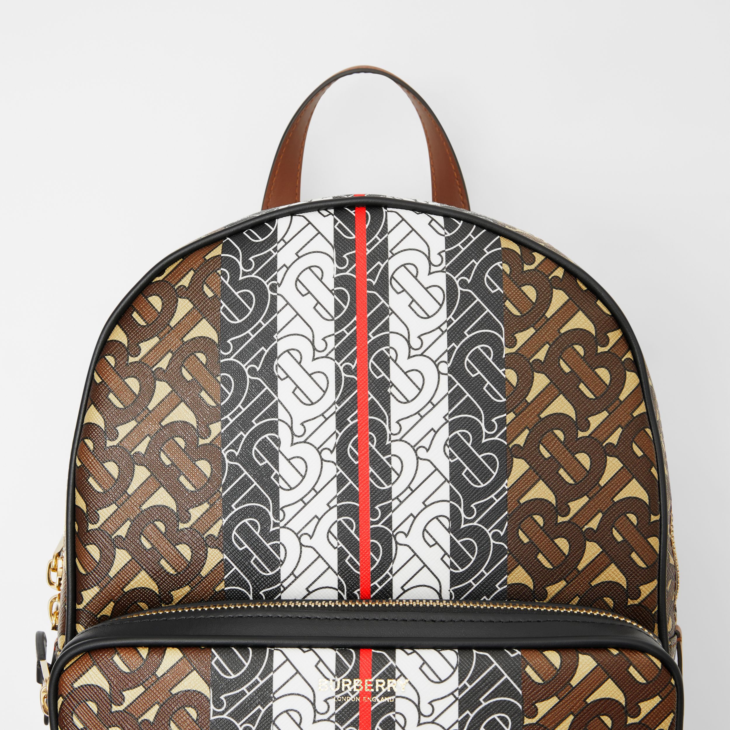 Monogram Stripe Print E-canvas Backpack