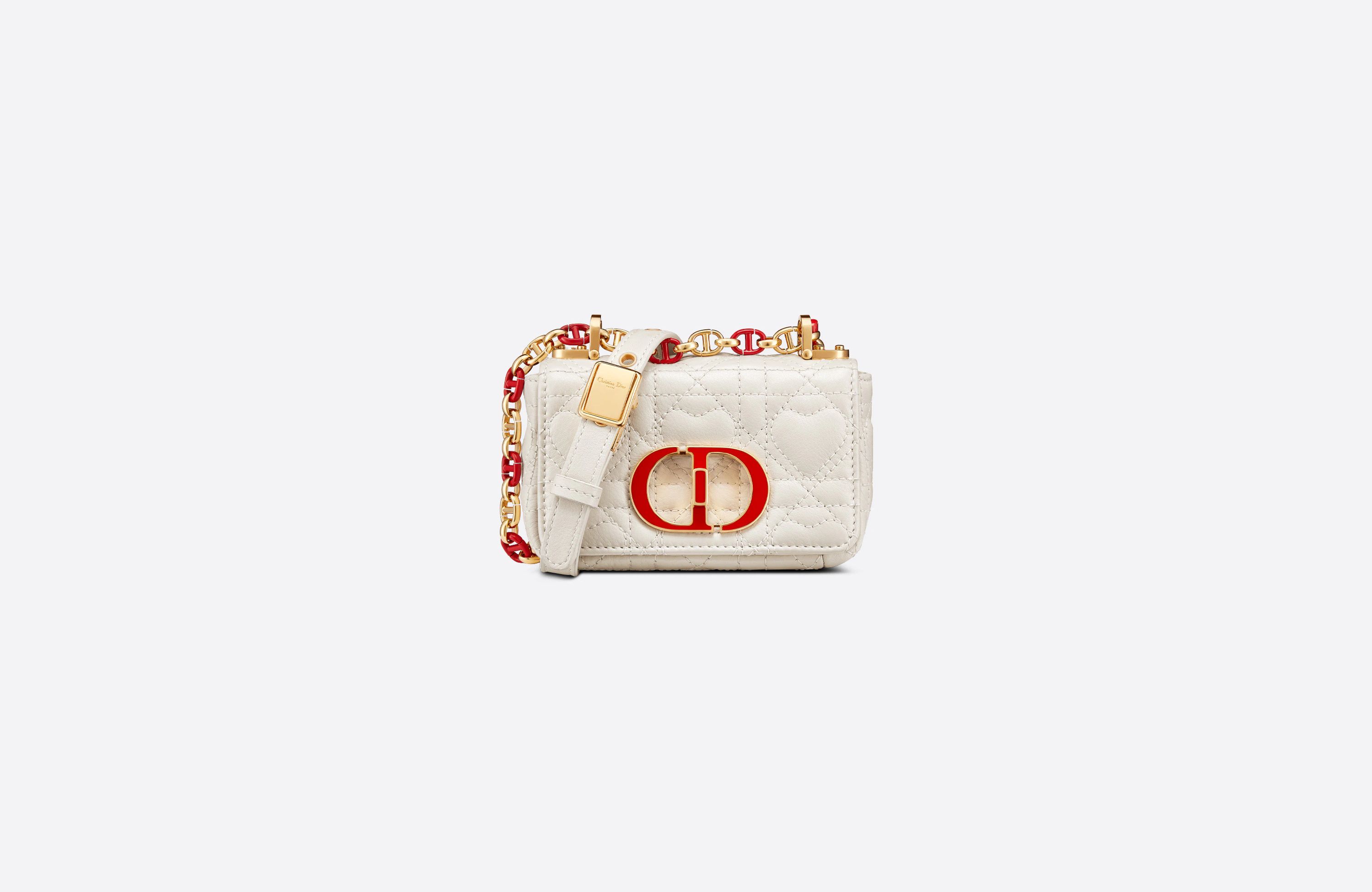 Micro Dioramour Dior Caro Bag Latte Cannage Calfskin with Heart Motif