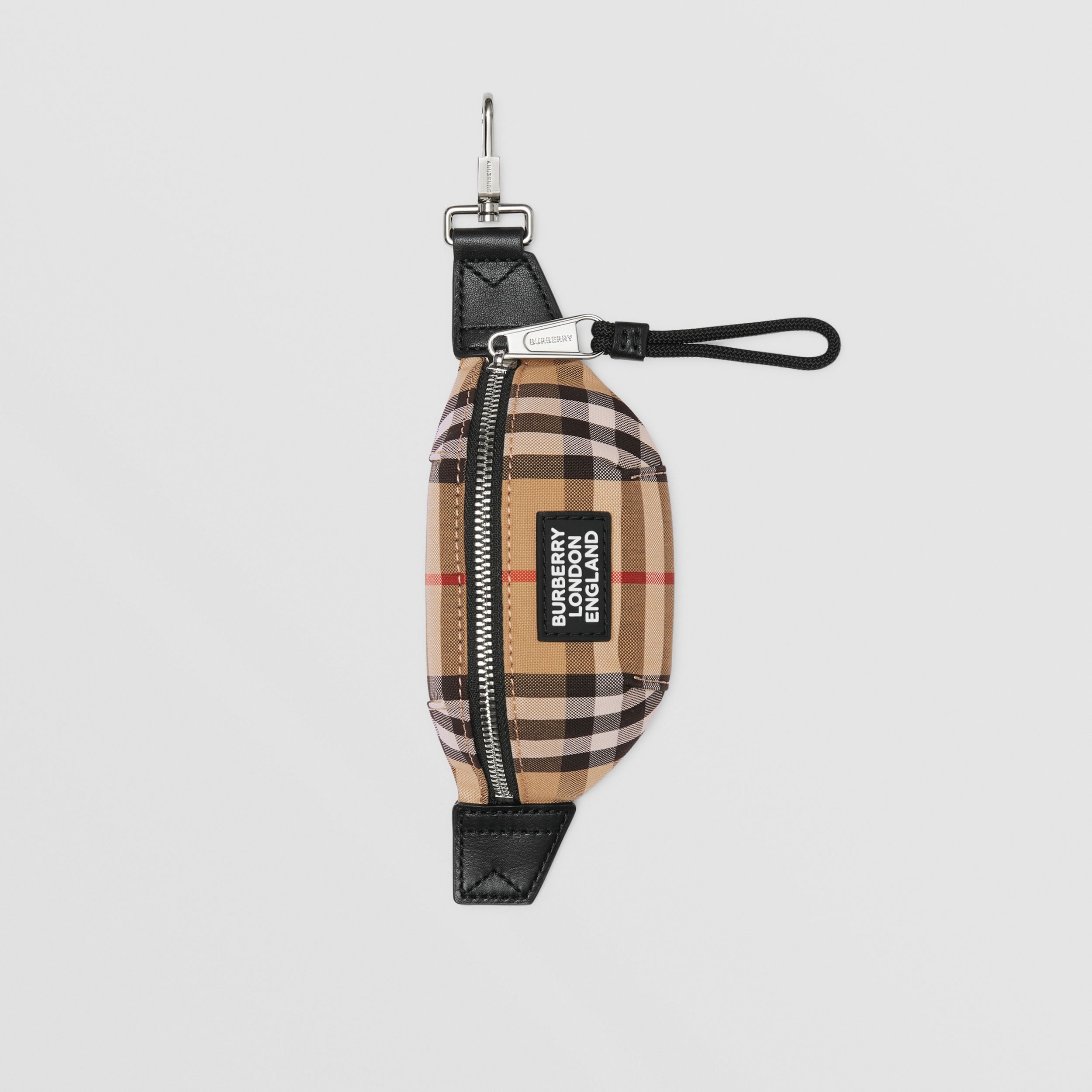 Vintage Check and Leather Bum Bag Charm