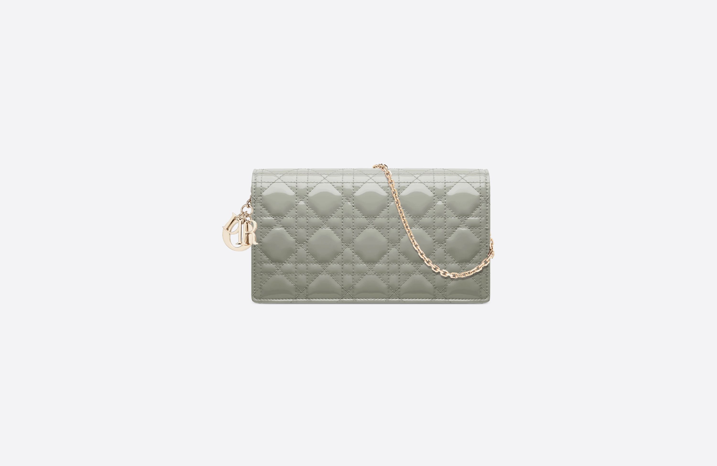 Lady Dior Pouch Gray Patent Cannage Calfskin
