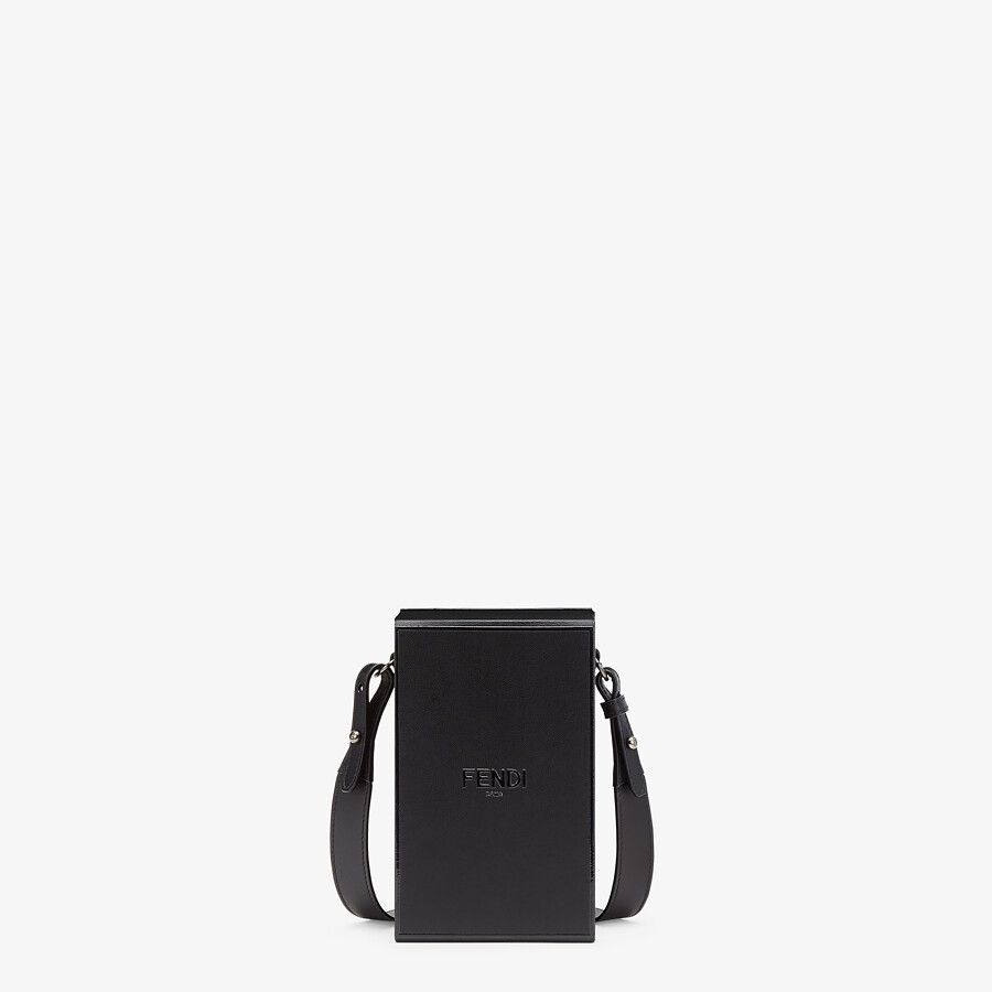 VERTICAL BOX Black leather bag