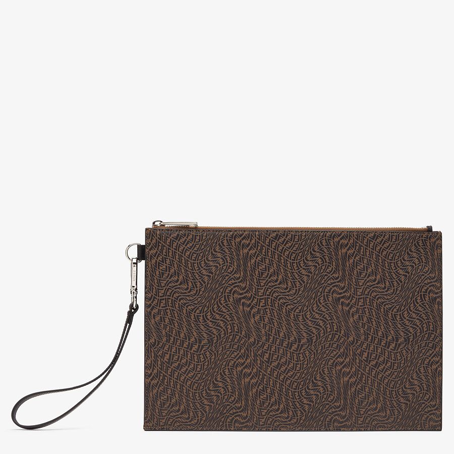 FLAT POUCH Brown leather bag