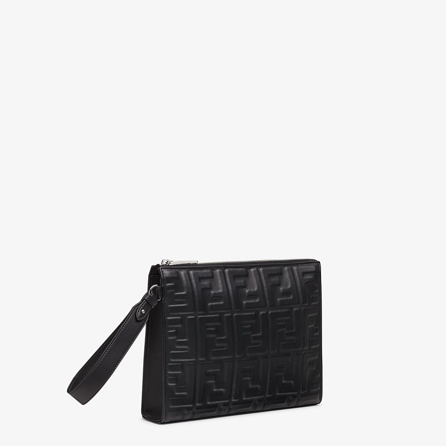 FLAT POUCH Black nappa leather pouch