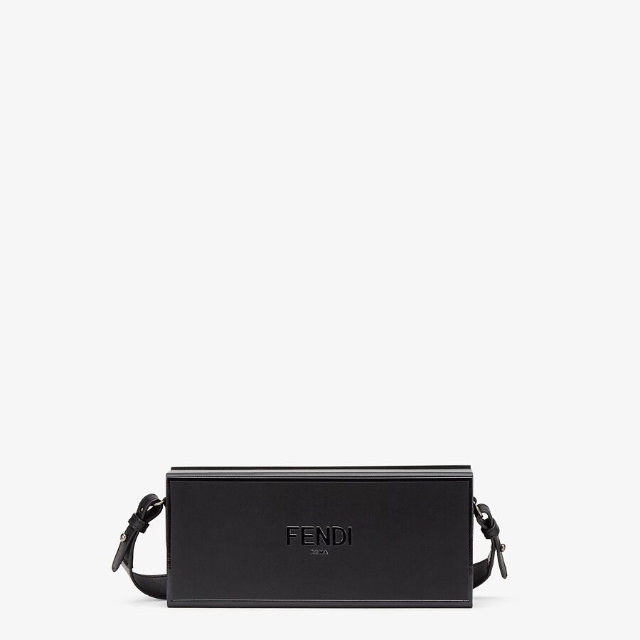 HORIZONTAL BOX Black leather bag