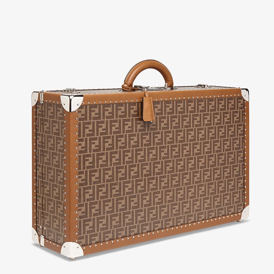 RIGID SUITCASE LARGE Brown fabric suitcase