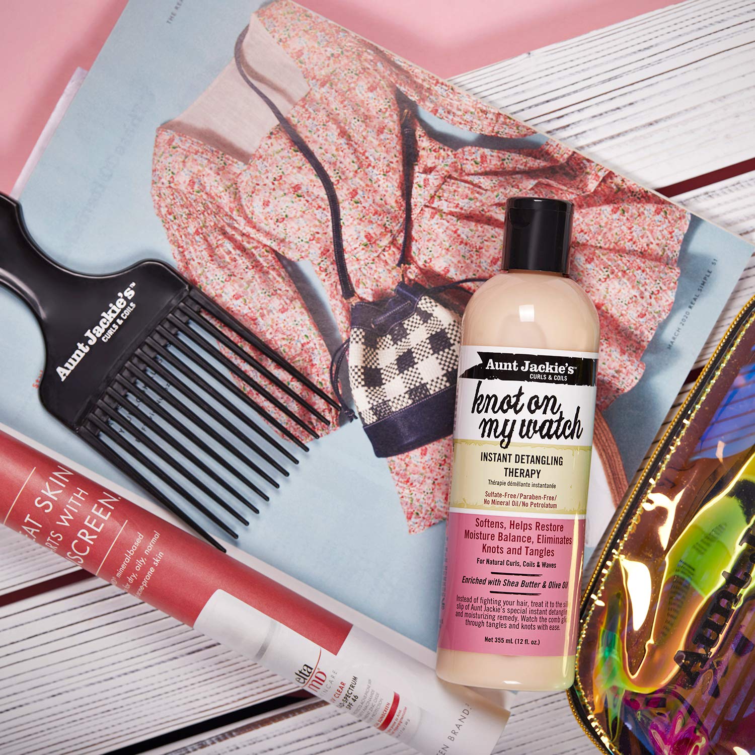 Aunt Jackie's Curls and Coils Knot On My Watch Instant Hair Detangling Therapy for Natural Curls, Coils and Waves, Enriched with Shea Butter, 12 oz