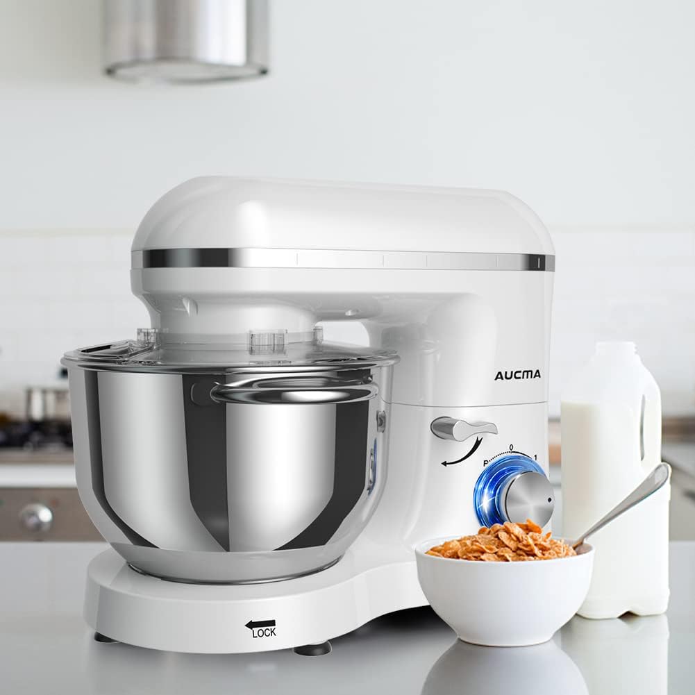 Aucma Stand Mixer,6.5-QT 660W 6-Speed Tilt-Head Food Mixer, Kitchen Electric Mixer with Dough Hook, Wire Whip & Beater (6.5QT, Black)