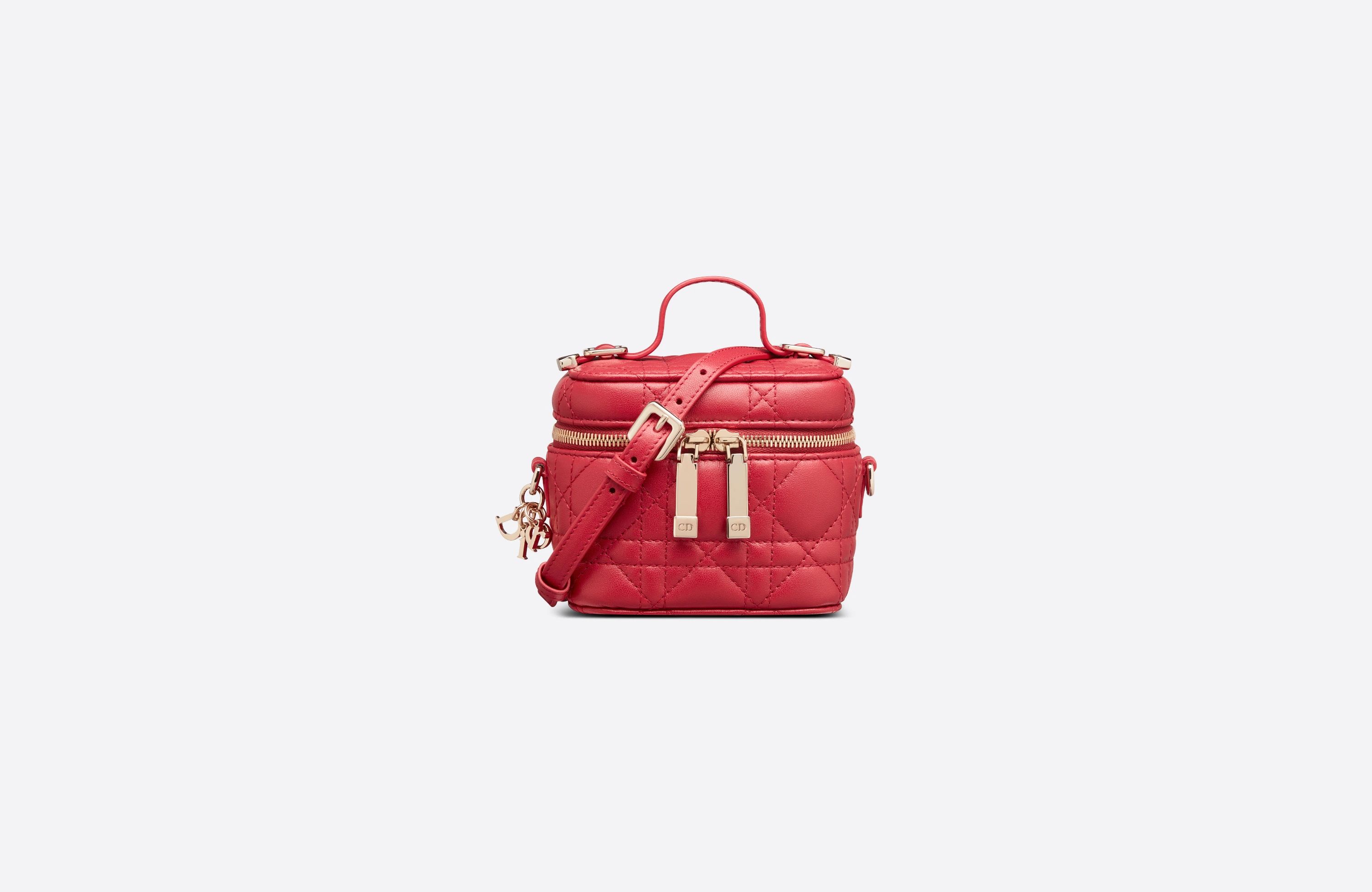 Lady Dior Micro Vanity Case Poppy Red Cannage Lambskin