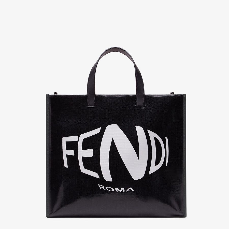 SHOPPER Black glazed canvas bag