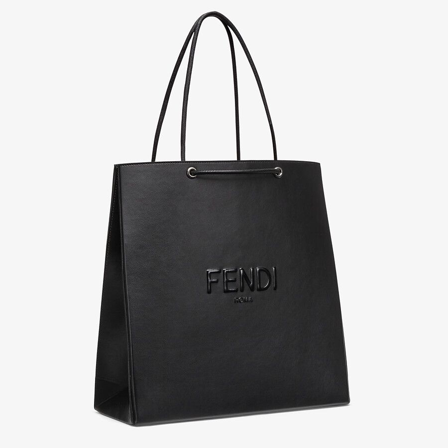 FENDI PACK MEDIUM SHOPPING BAG Black leather bag