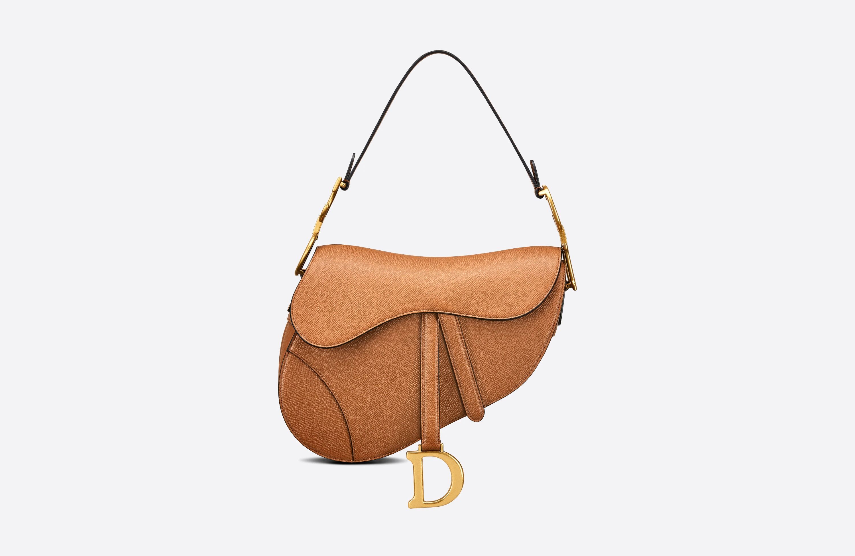 Saddle Bag Cognac-Colored Grained Calfskin