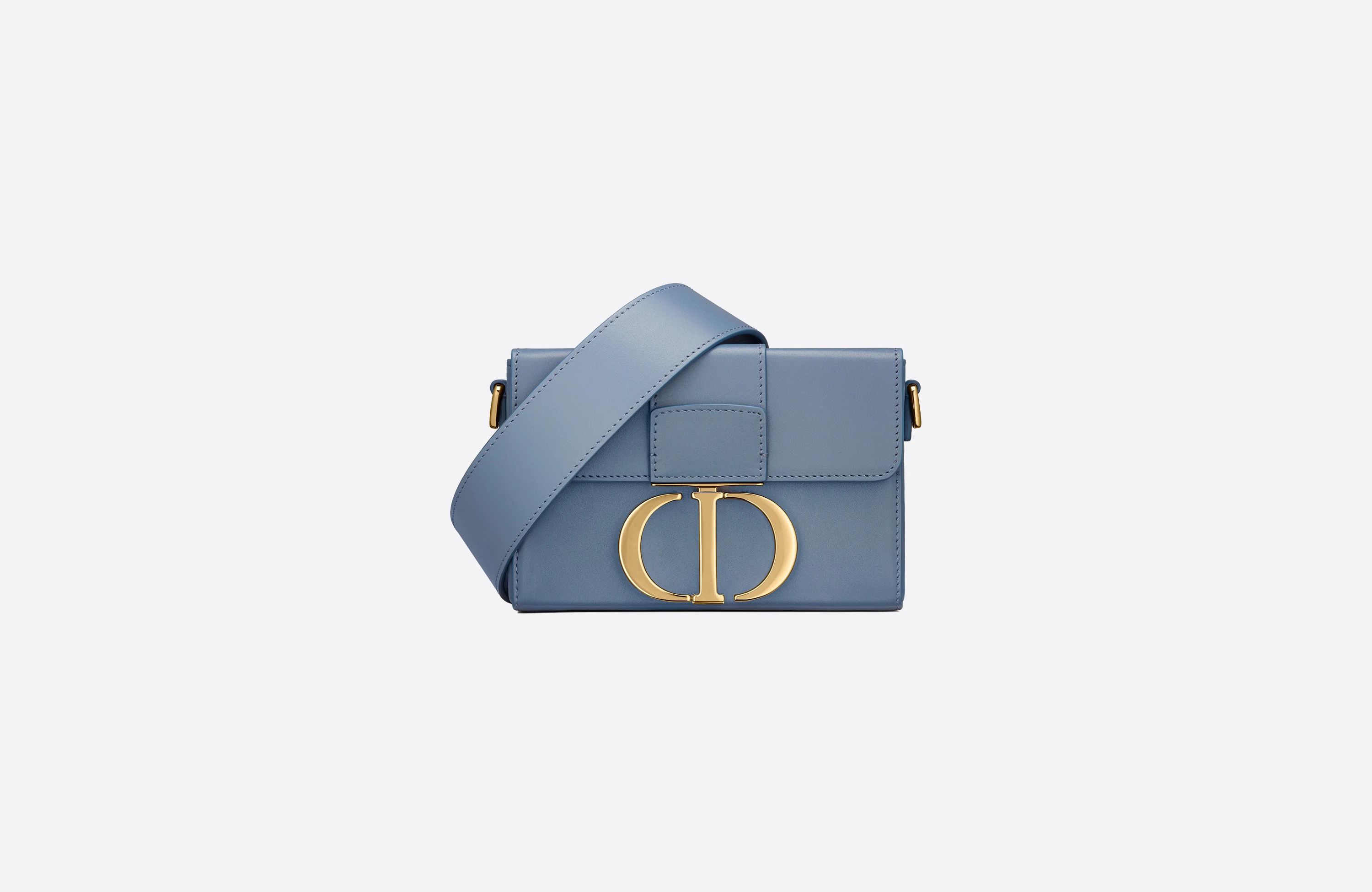 30 Montaigne Box Bag Denim Blue Box Calfskin