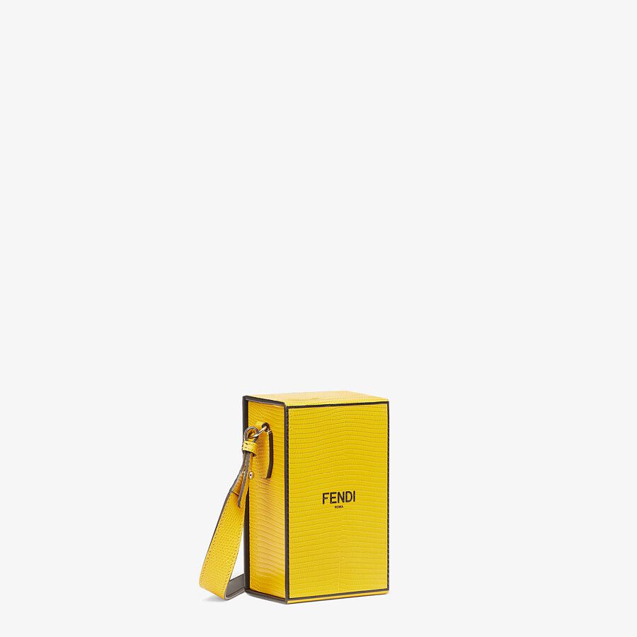 VERTICAL BOX Yellow lizard bag