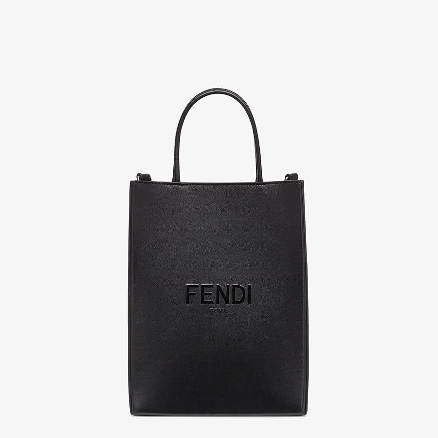FENDI PACK SMALL SHOPPING BAG Black leather bag
