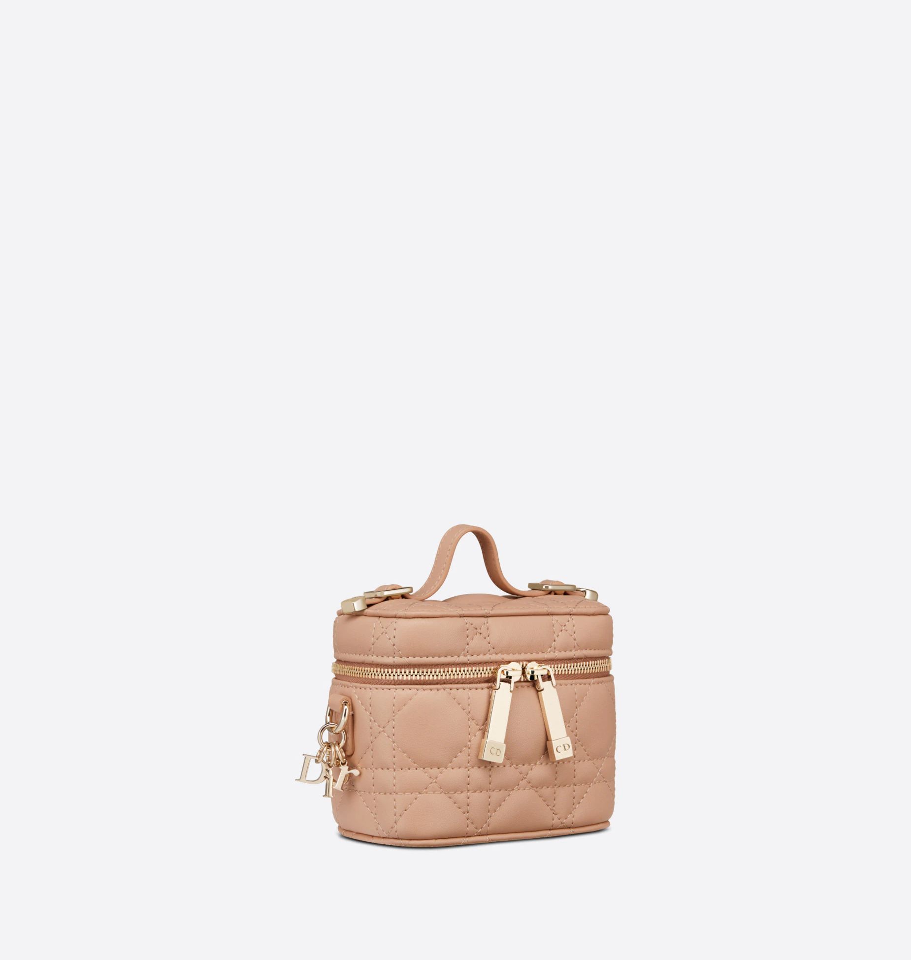 Micro Lady Dior Vanity Case Rose Des Vents Cannage Lambskin