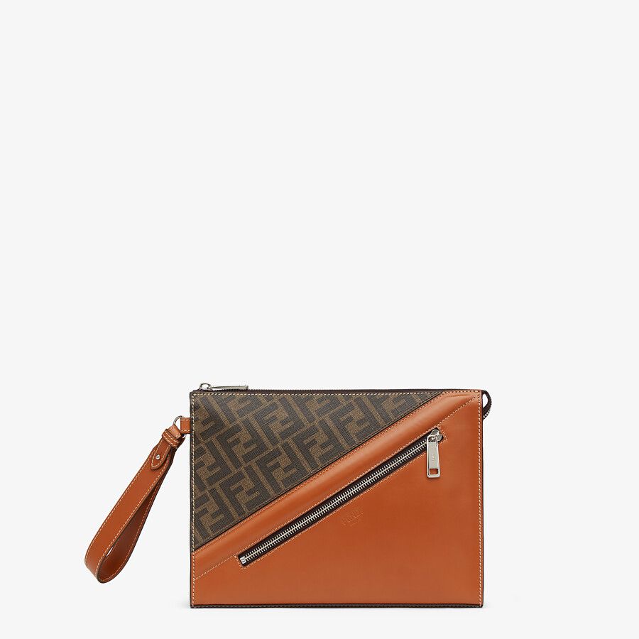 FLAT POUCH Brown fabric pouch