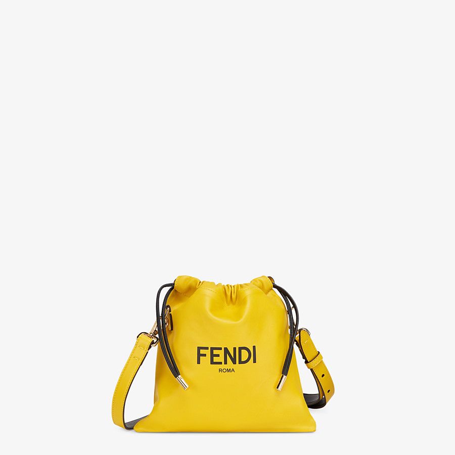 FENDI PACK SMALL POUCH Yellow nappa leather bag