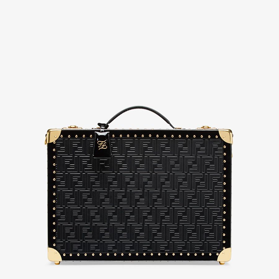 RIGID SUITCASE MEDIUM Black leather suitcase