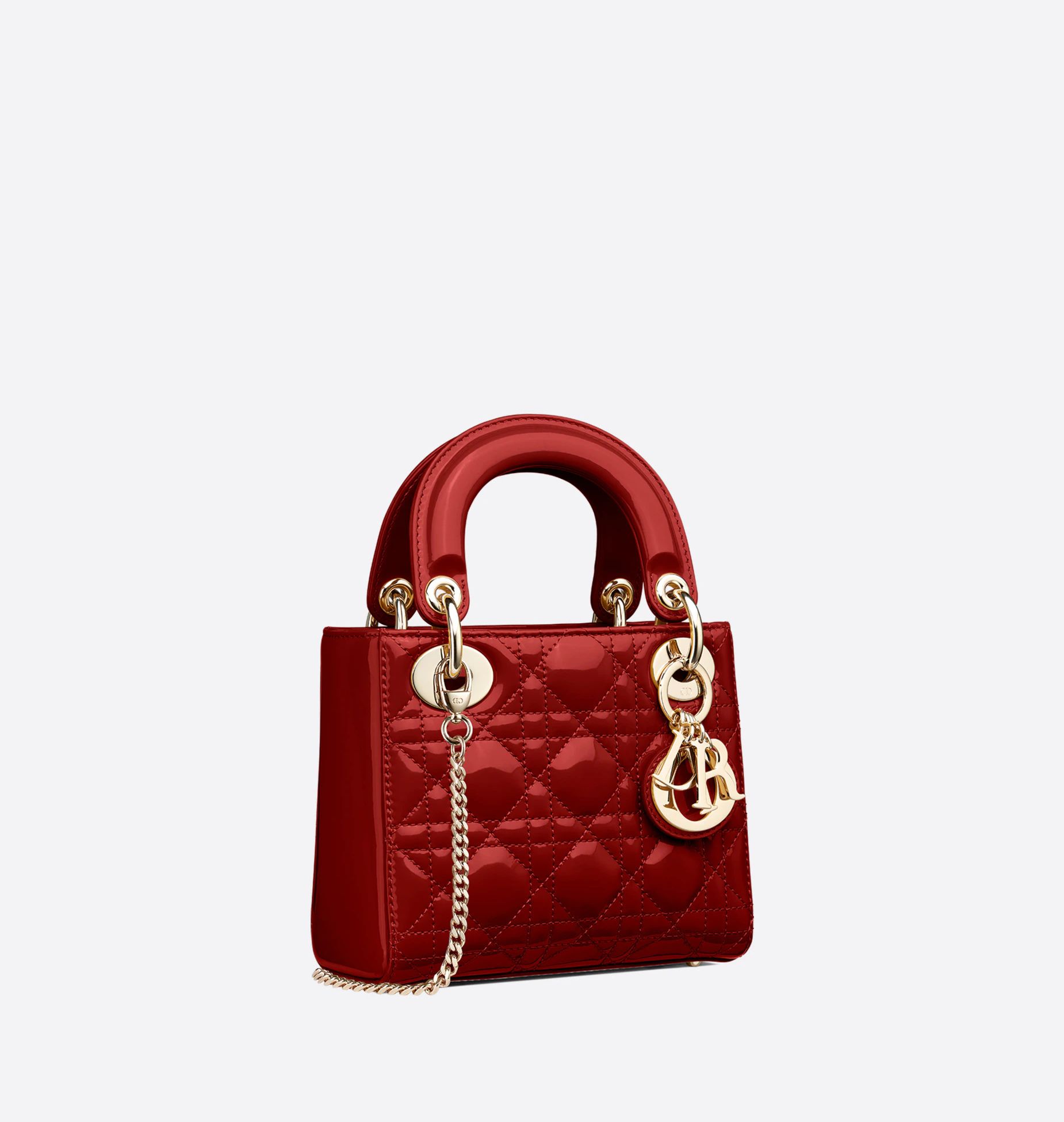 Mini Lady Dior Bag Cherry Red Patent Cannage Calfskin