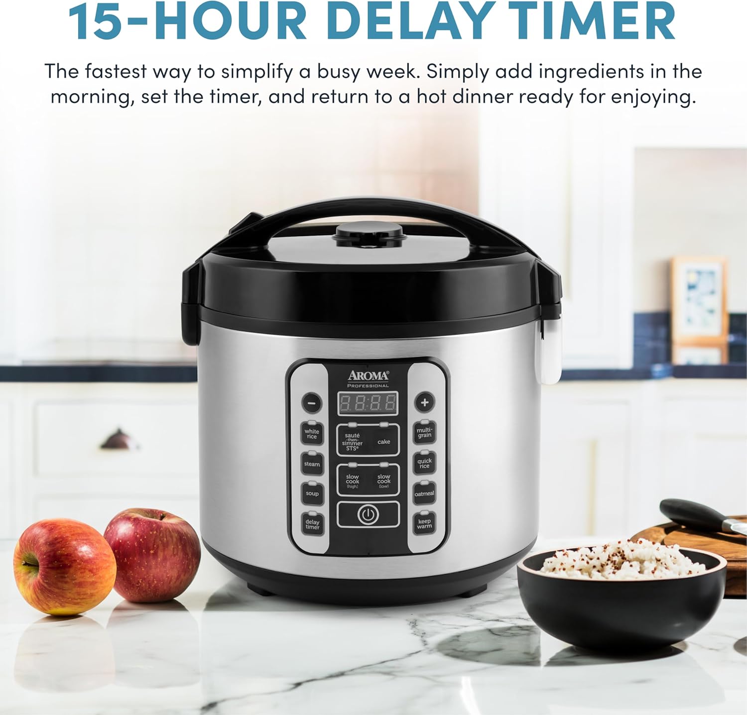 AROMA Digital Rice Cooker, 4-Cup (Uncooked) / 8-Cup (Cooked), Steamer, Grain Cooker, Multicooker, 2 Qt, Stainless Steel Exterior, ARC-914SBD