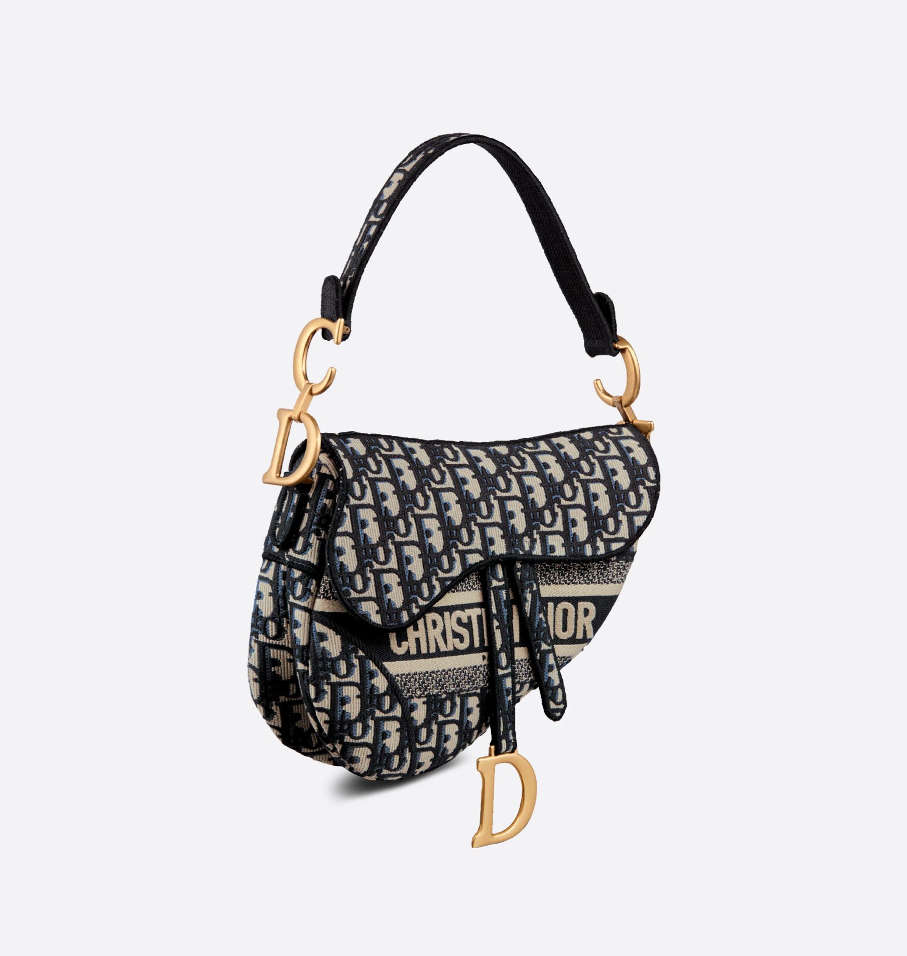 Saddle Bag Blue Dior Oblique Embroidery