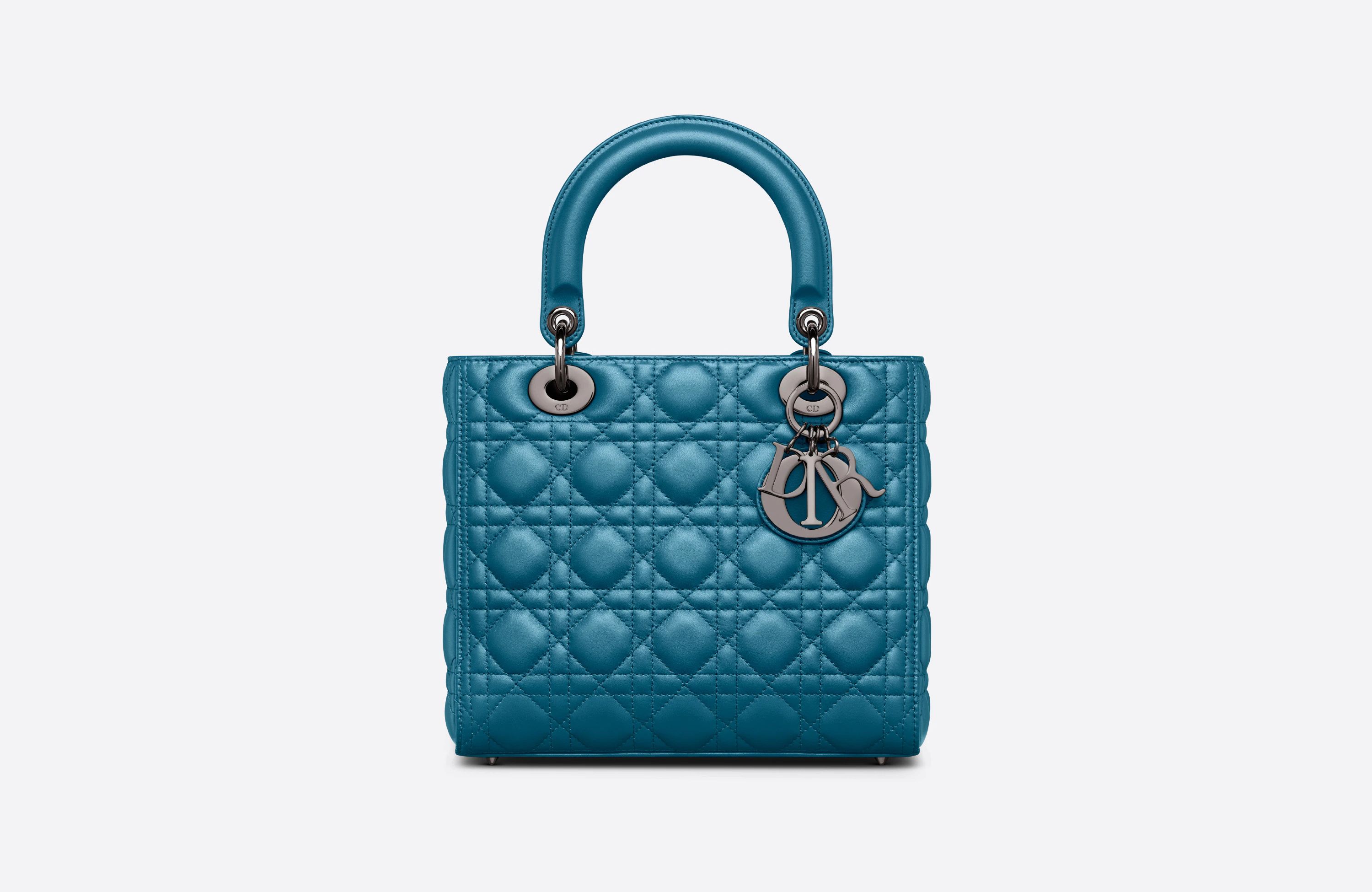 Medium Lady Dior Bag Steel Blue Cannage Lambskin