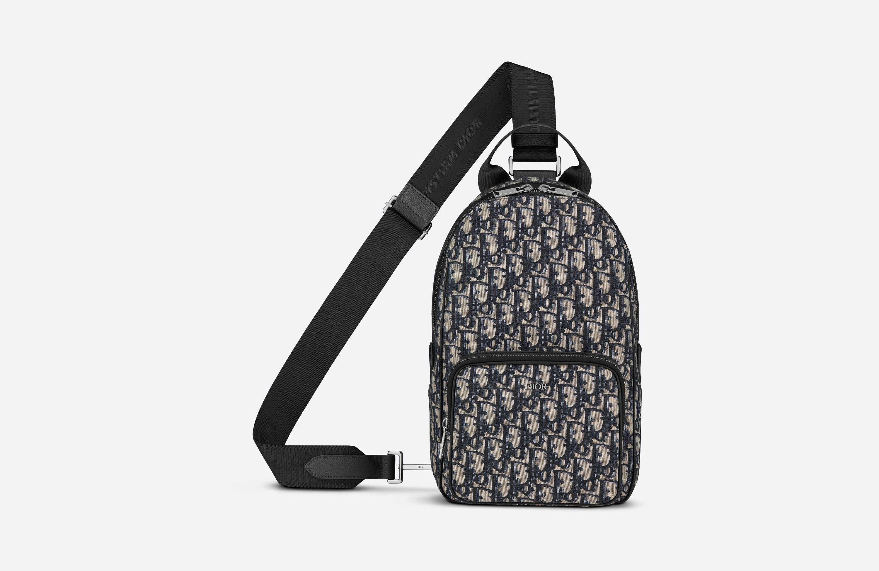 Sling Bag Beige and Black Dior Oblique Jacquard