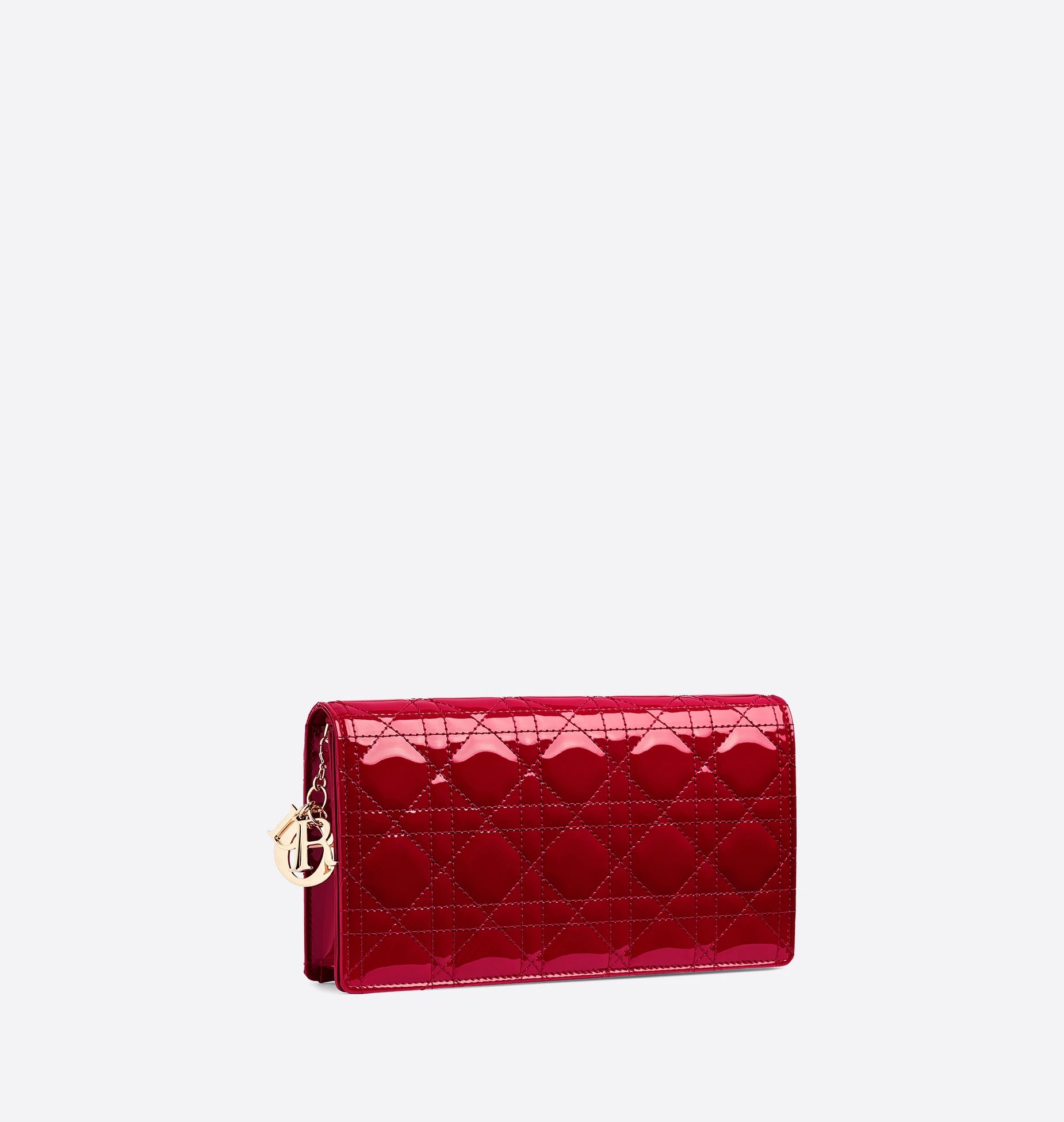 Lady Dior Pouch Cherry Red Patent Cannage Calfskin