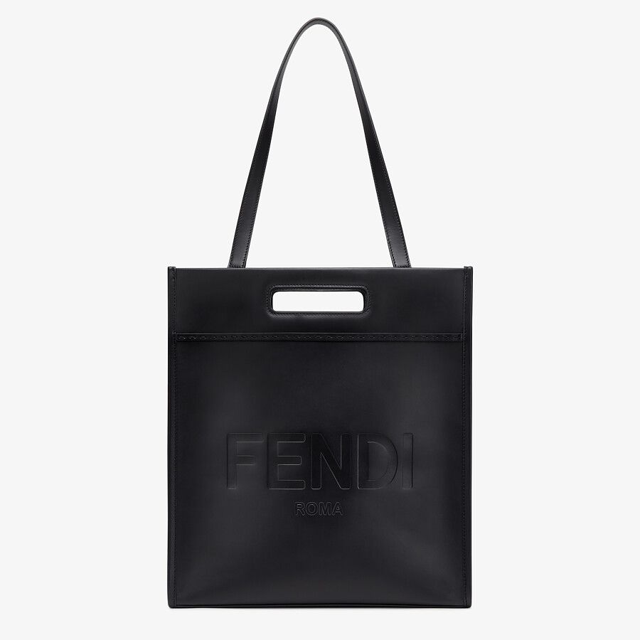 SHOPPING BAG Black leather shopper