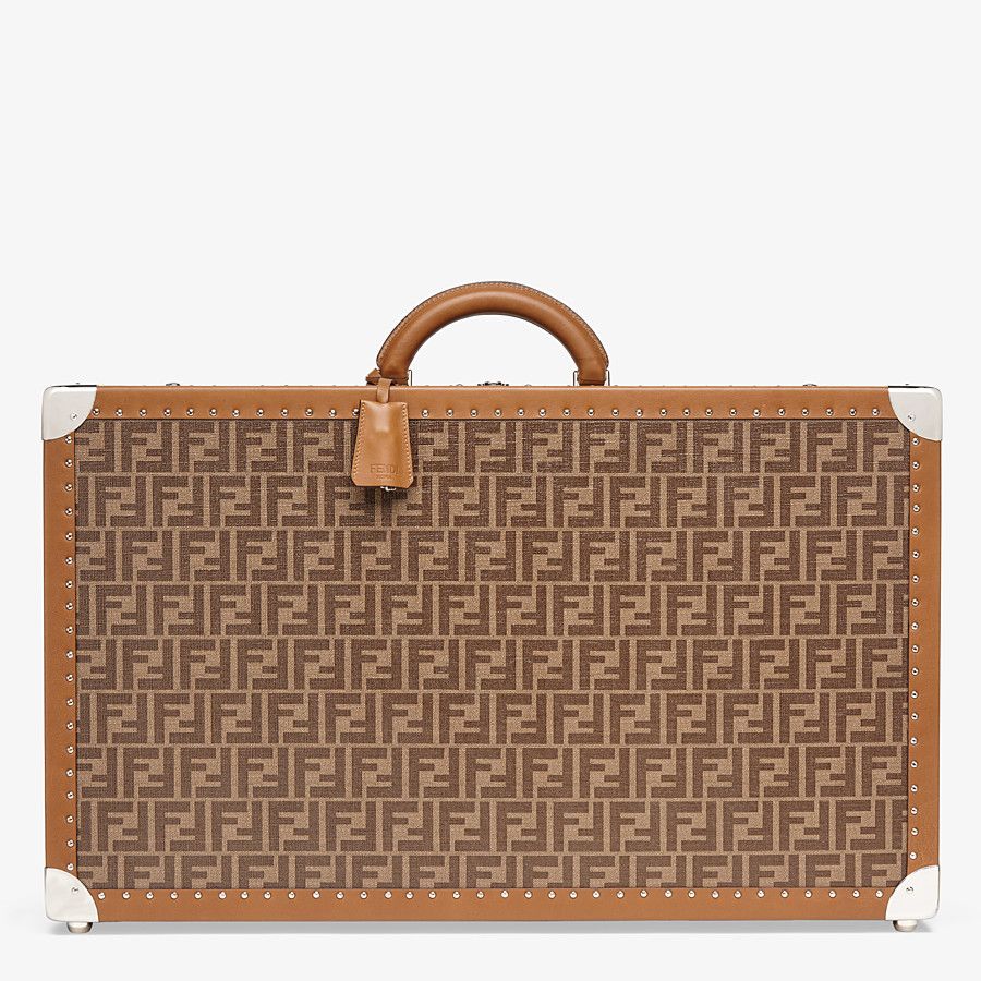 RIGID SUITCASE LARGE Brown fabric suitcase