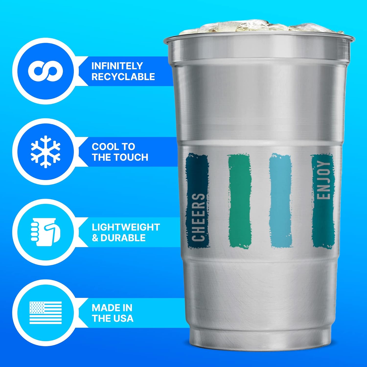 Ball Aluminum Cup Recyclable Party Cups, 20 oz. Cup, 30 Cups Per Pack