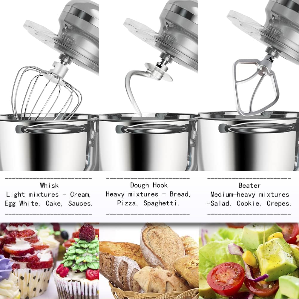 Aucma Stand Mixer,6.5-QT 660W 6-Speed Tilt-Head Food Mixer, Kitchen Electric Mixer with Dough Hook, Wire Whip & Beater (6.5QT, Black)