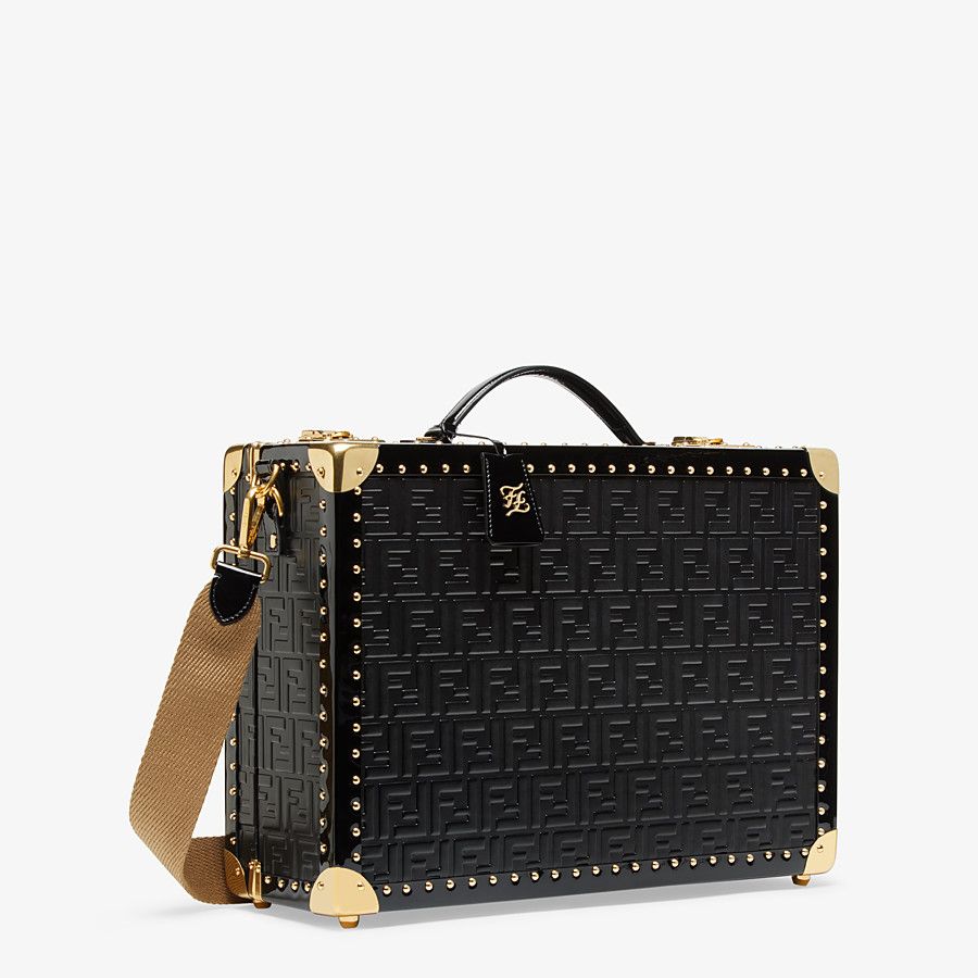 RIGID SUITCASE MEDIUM Black leather suitcase