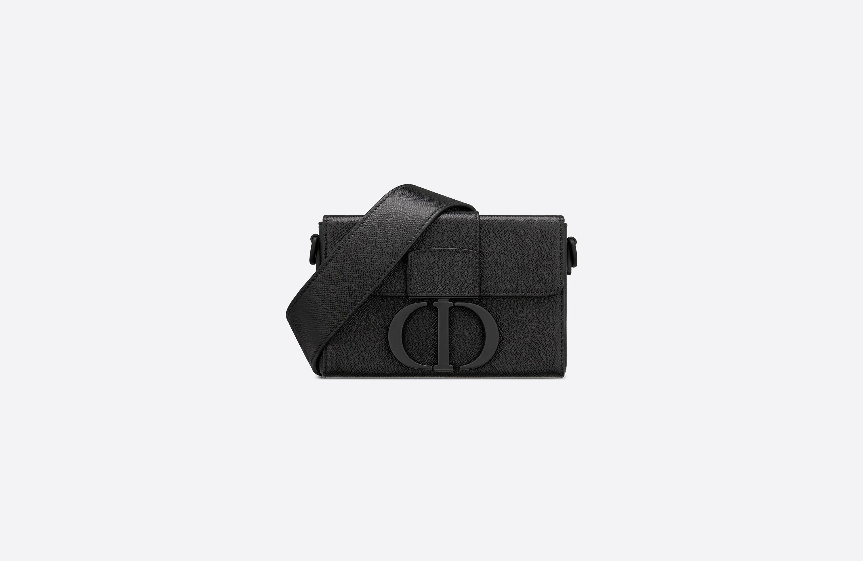 30 Montaigne Box Bag Black Ultramatte Grained Calfskin
