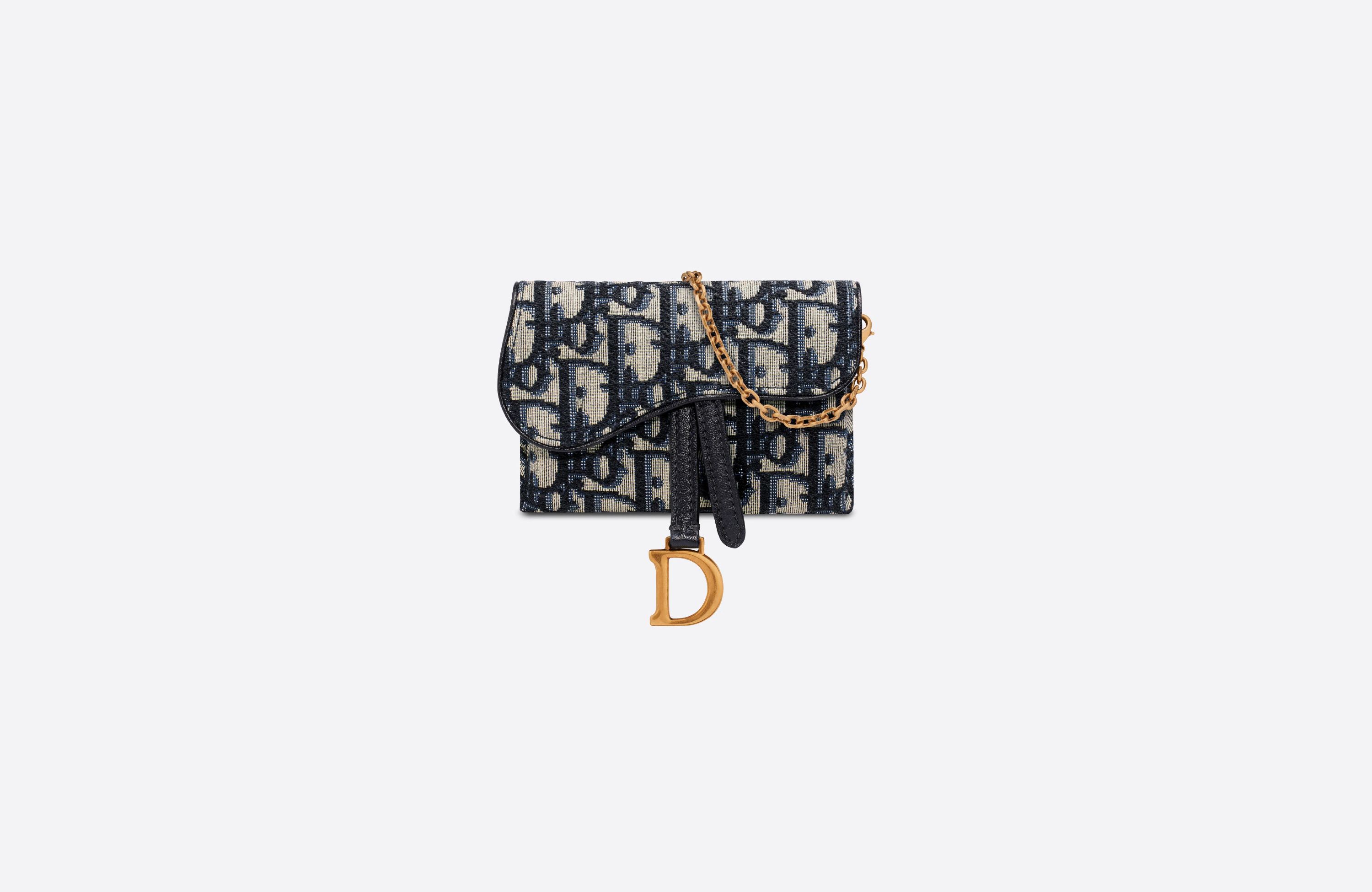 Saddle Nano Pouch Blue Dior Oblique Jacquard
