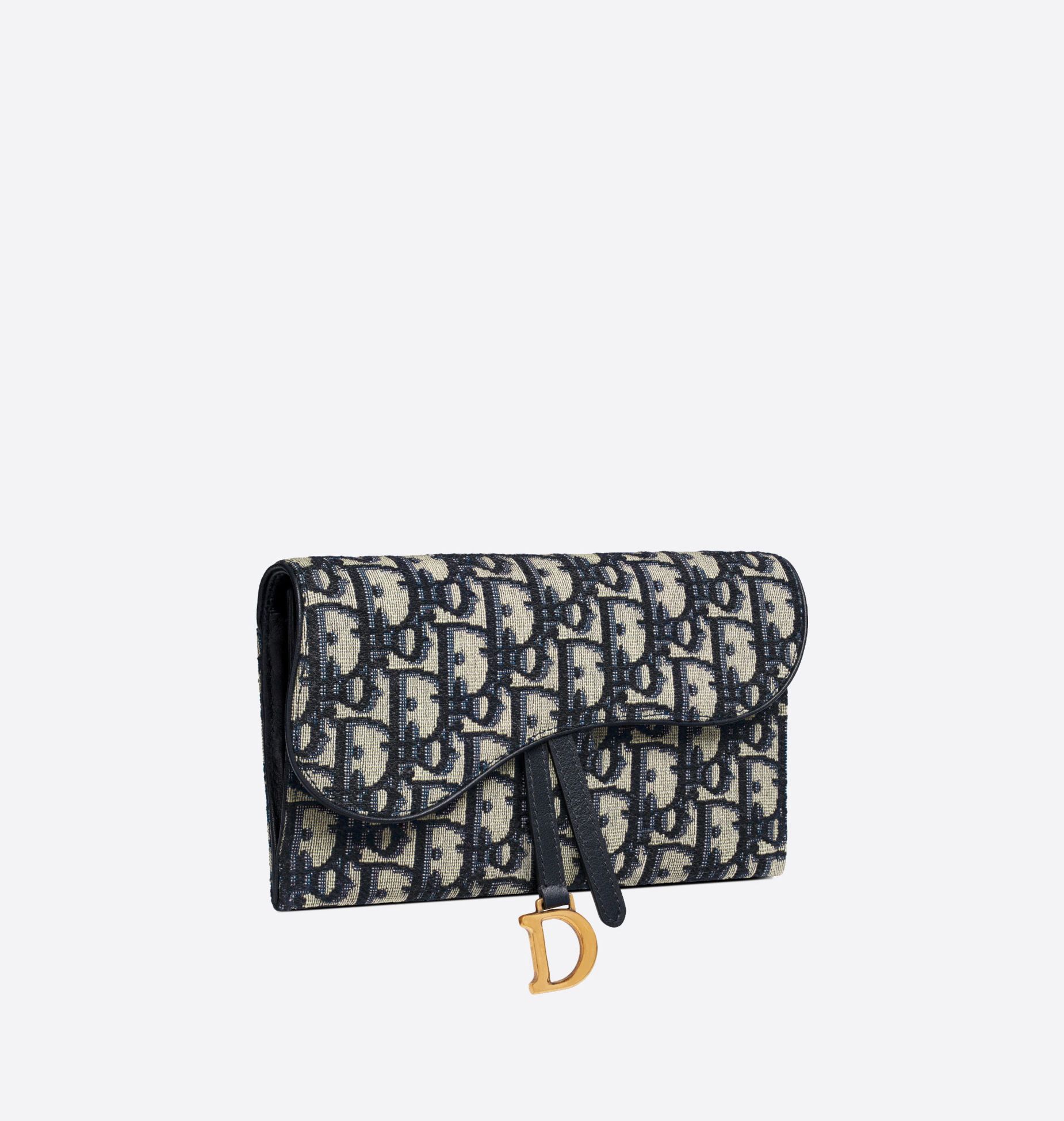 Saddle Wallet Blue Dior Oblique Jacquard