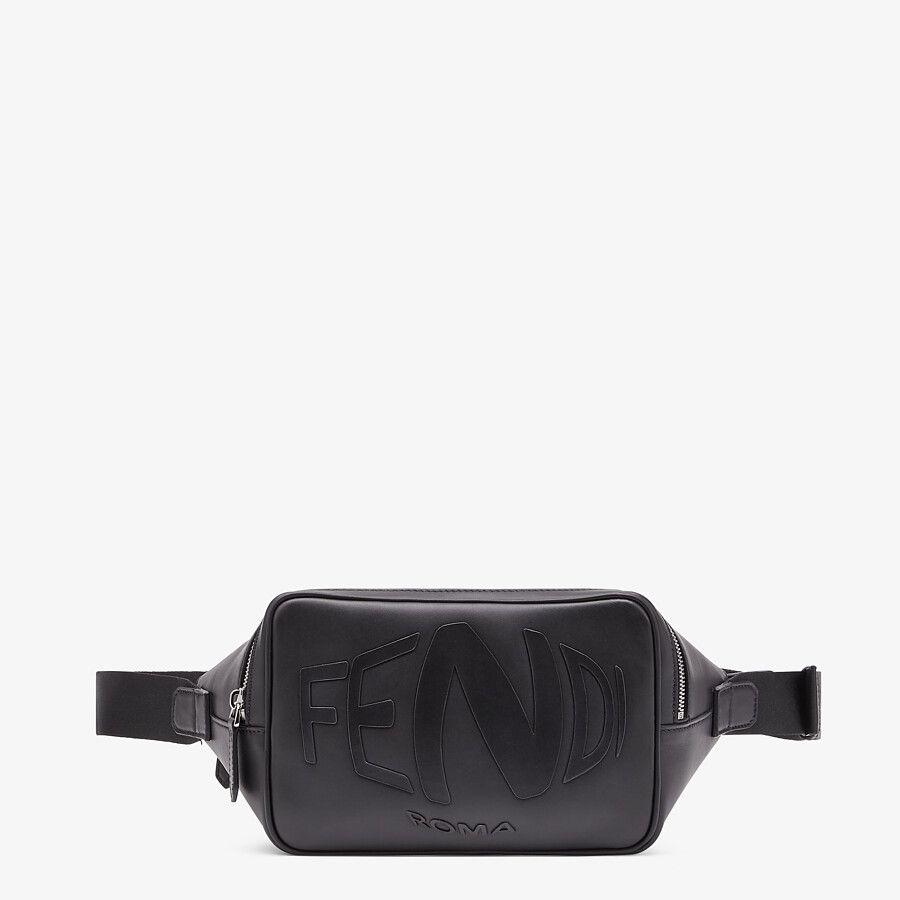 BELT BAG Black leather belt bag