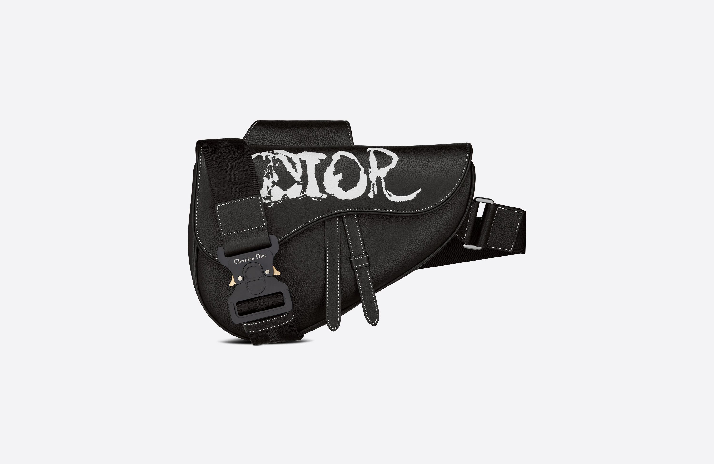 DIOR AND PETER DOIG Saddle Bag Black Grained Calfskin