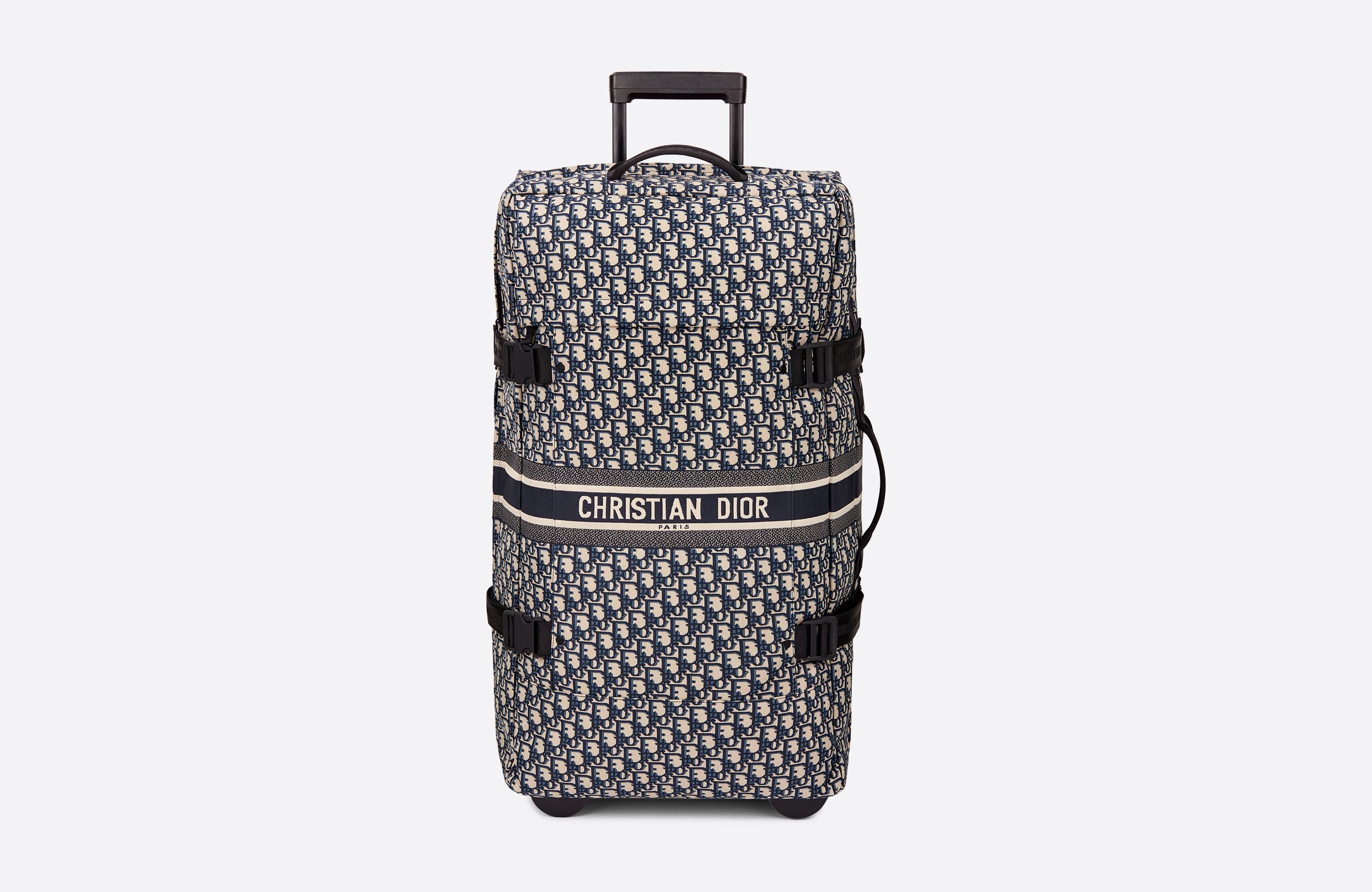 Medium DiorTravel Suitcase Blue Dior Oblique Technical Jacquard