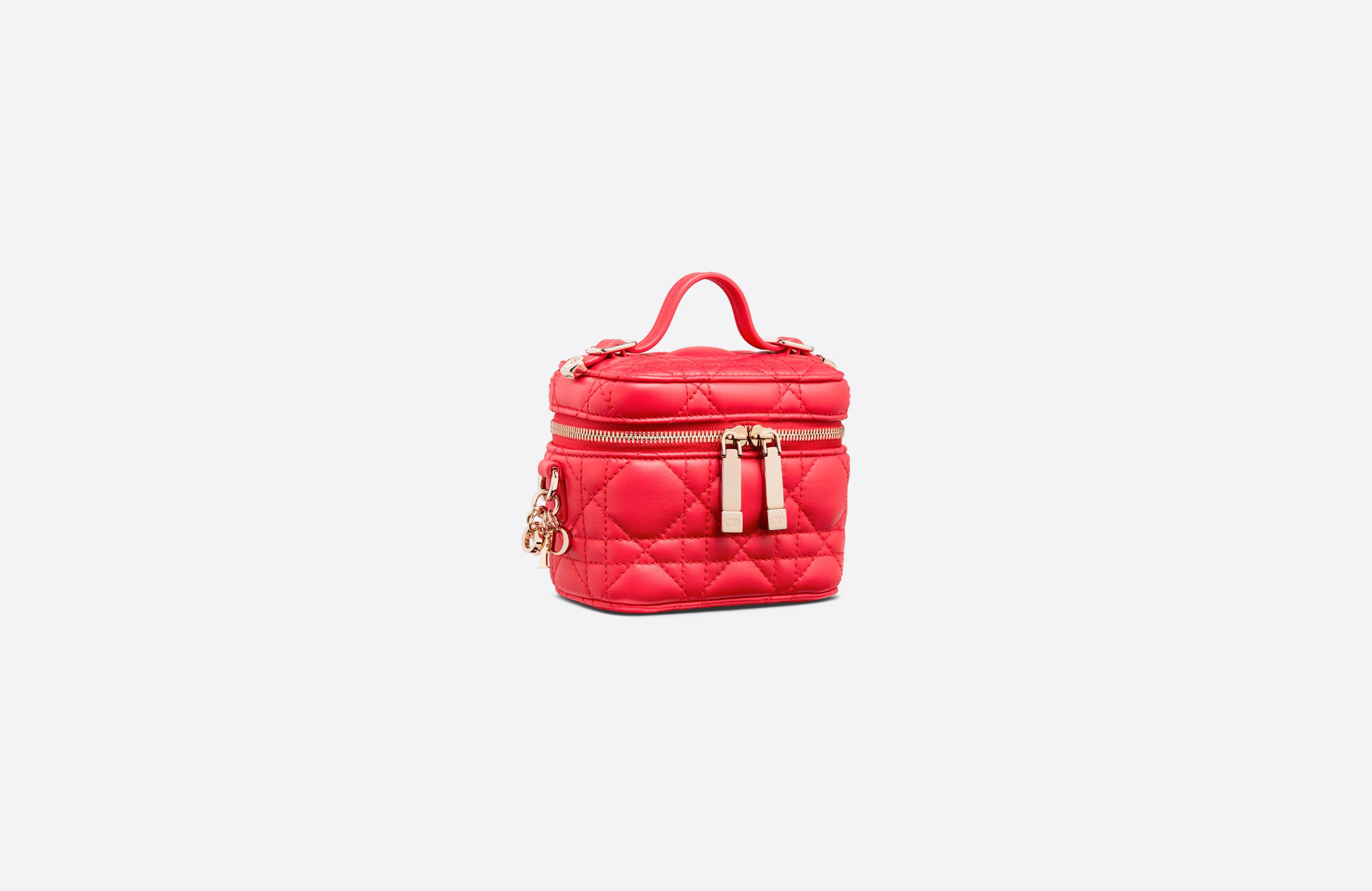 Micro Lady Dior Vanity Case Raspberry Cannage Lambskin
