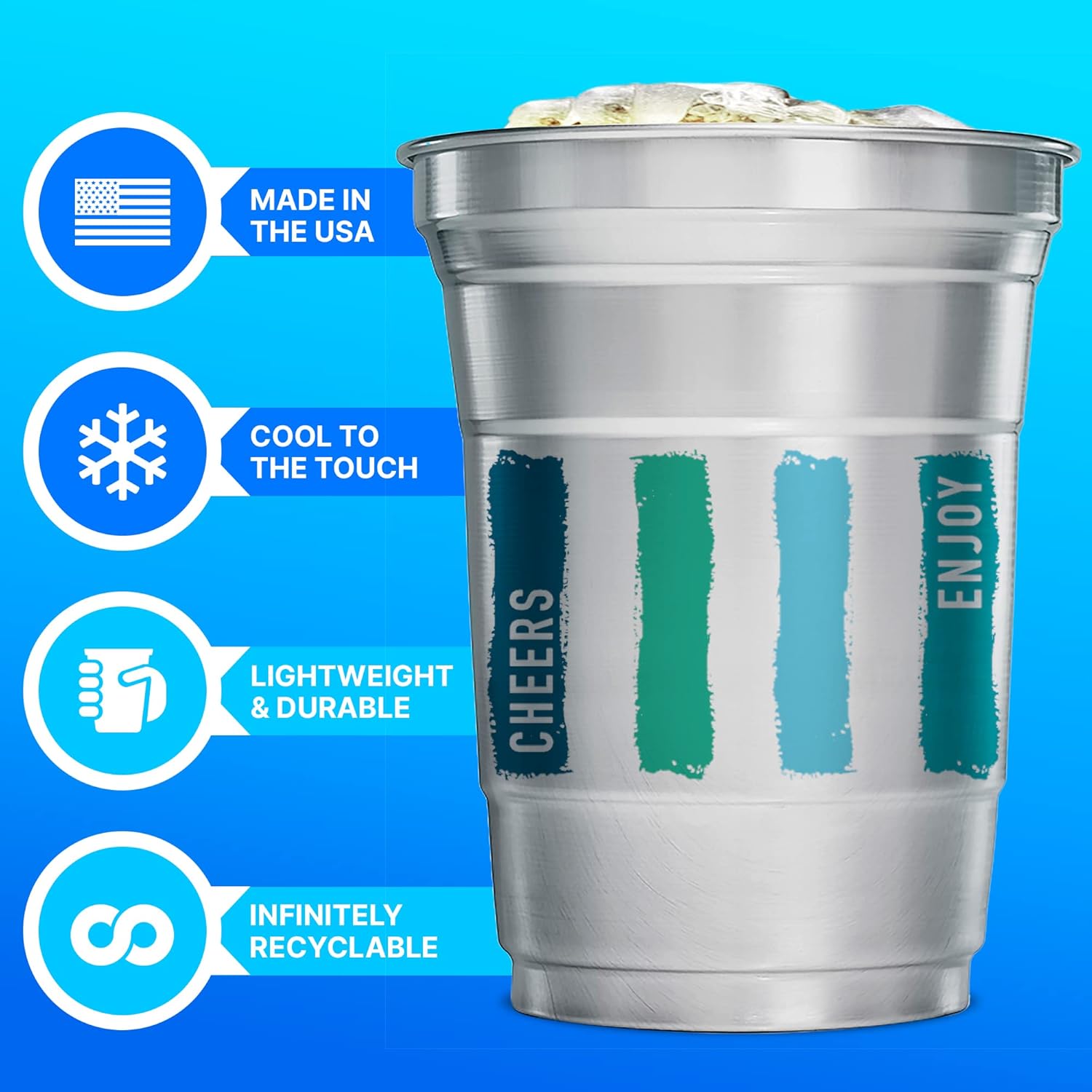 Ball Aluminum Cup Recyclable Party Cups, 20 oz. Cup, 30 Cups Per Pack