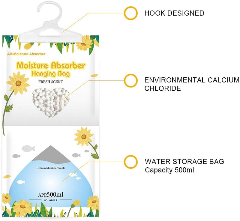CANAGER Hanging Moisture Absorber, Lavender Vanilla Moistureproof Hanging Bag,Dehumidifier Bag (8 packs) Hanging Closet Dehumidifier Bags, Moisture Absorb 12.5 oz