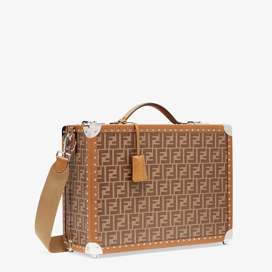 RIGID SUITCASE MEDIUM Brown fabric suitcase