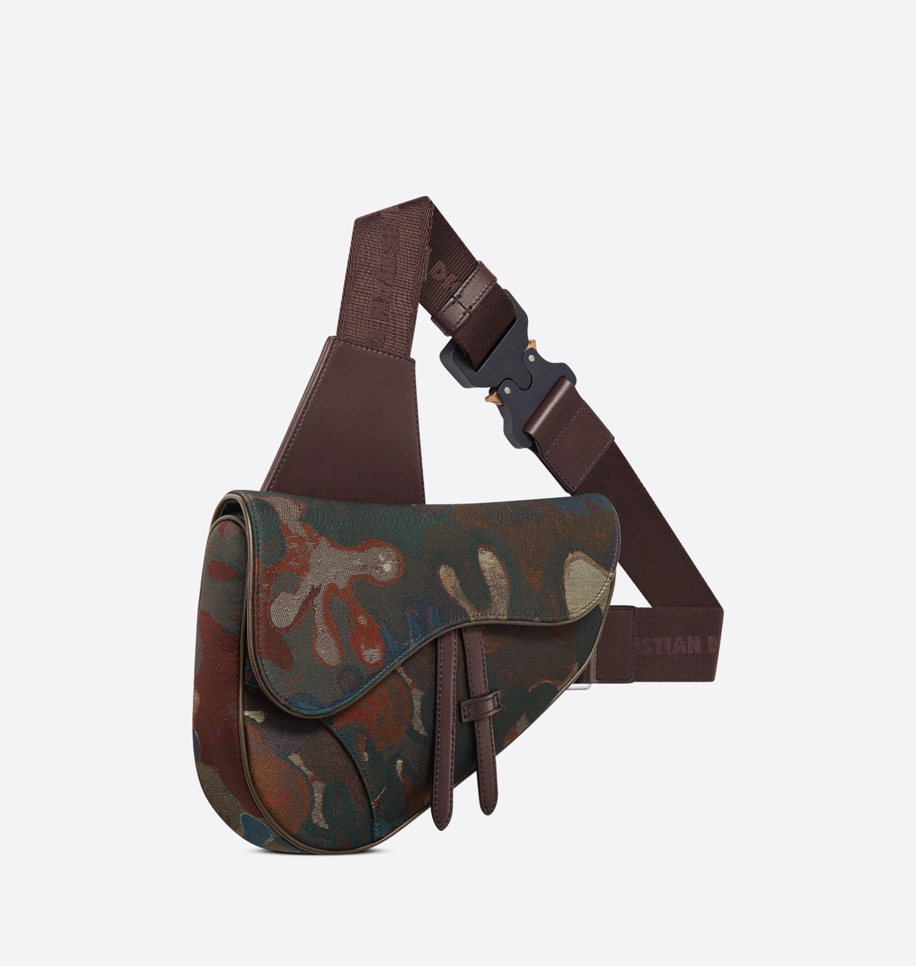 DIOR AND PETER DOIG Saddle Bag Brown Camouflage Jacquard