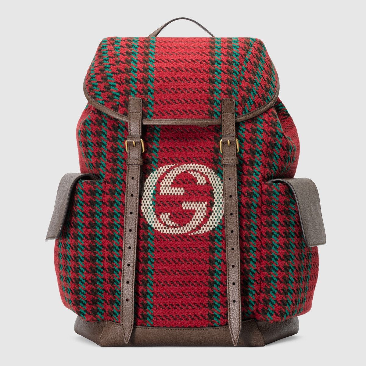 Houndstooth and stripe backpack with Inerlocking G
