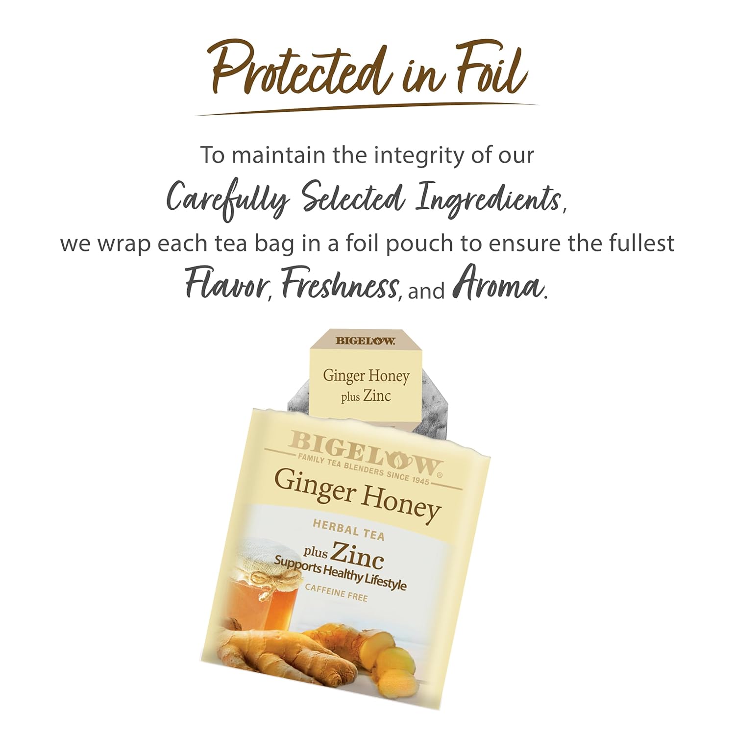 Bigelow Tea Lemon Ginger plus Probiotics Herbal Tea, Caffeine Free Tea with Lemon and Ginger, 18 Count Box (Pack of 6), 108 Total Tea Bags