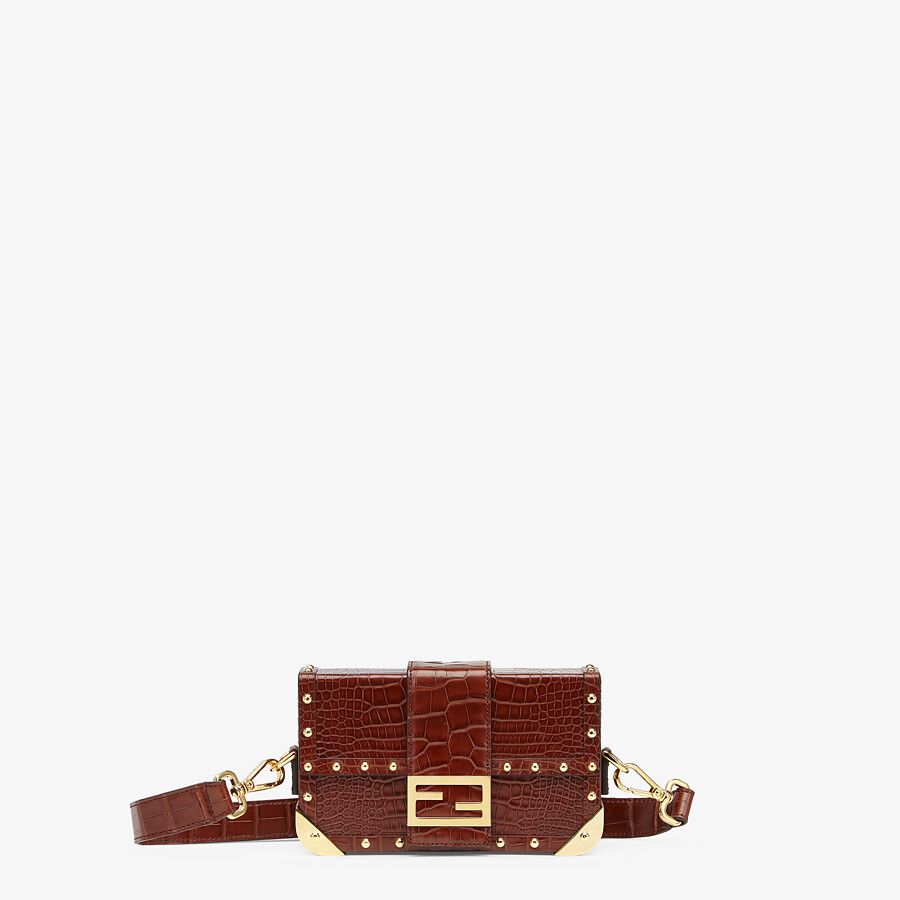 BAGUETTE TRUNK MINI Brown alligator bag